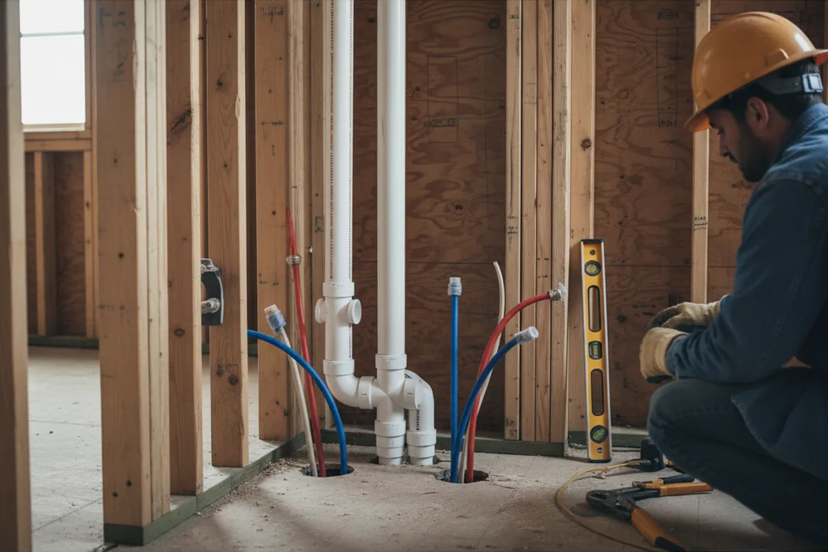 Drain and supply rough-in during Leak Detection in Dubuque