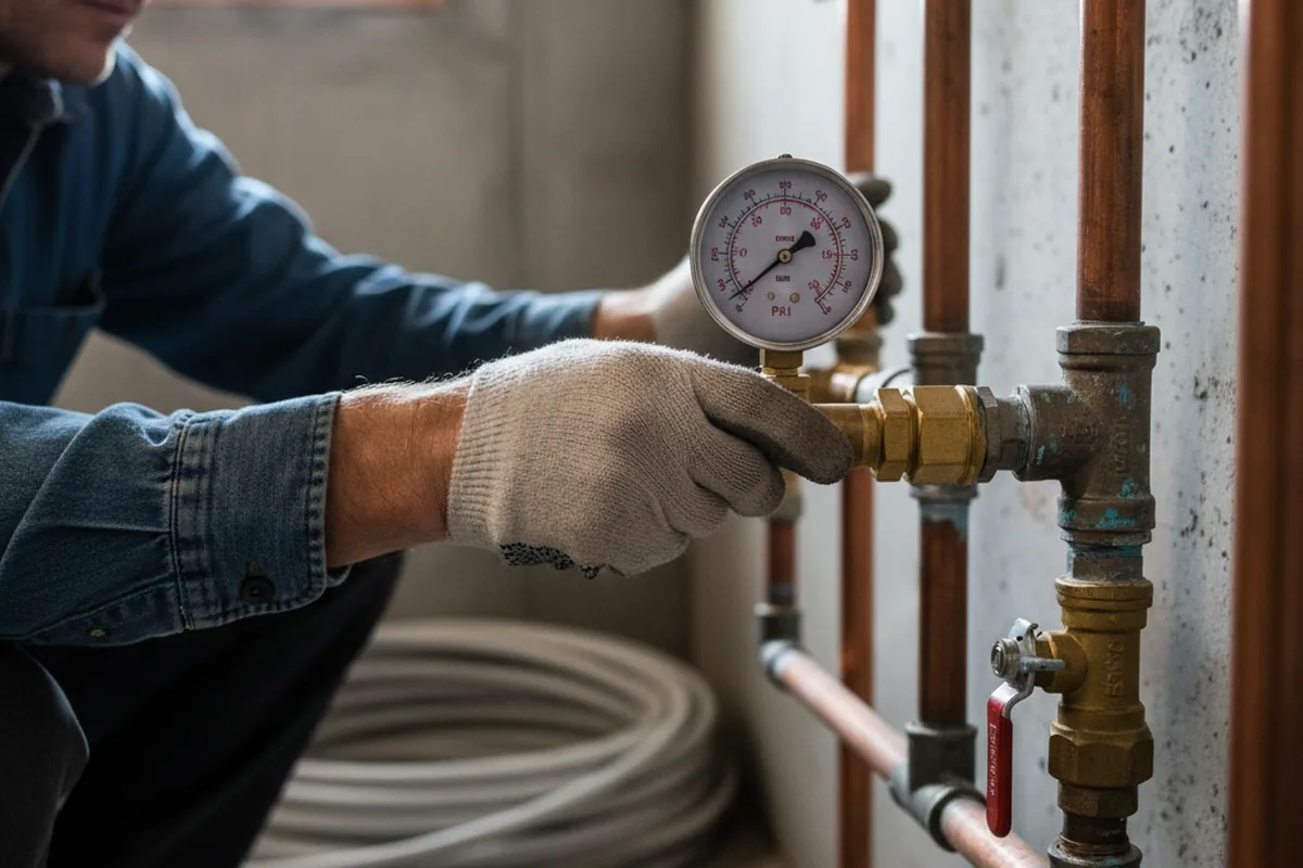 Pressure testing a repaired line during Water Line Repair in Dubuque